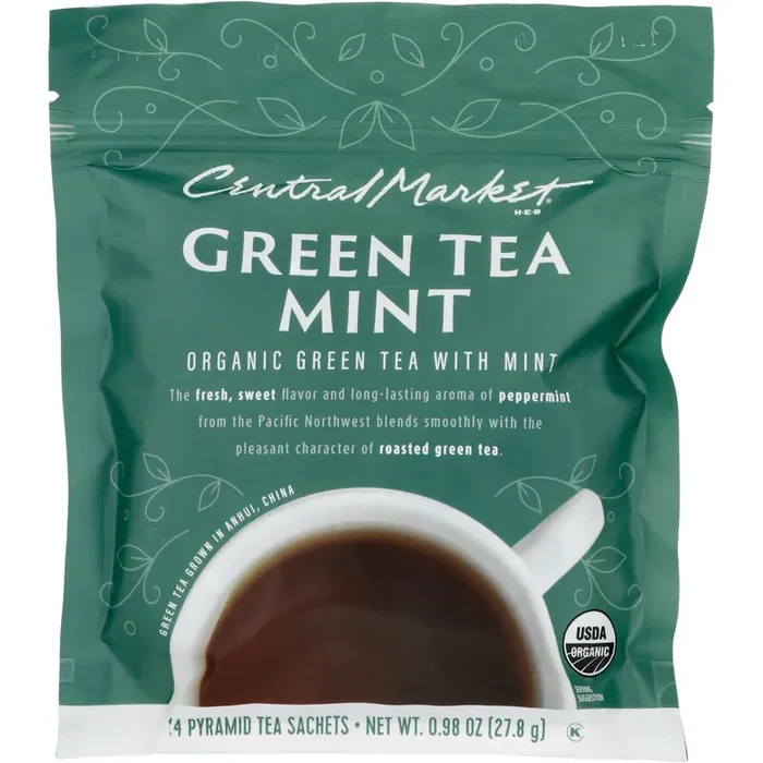Central Market Green Tea Mint Pyramid Tea Sachets