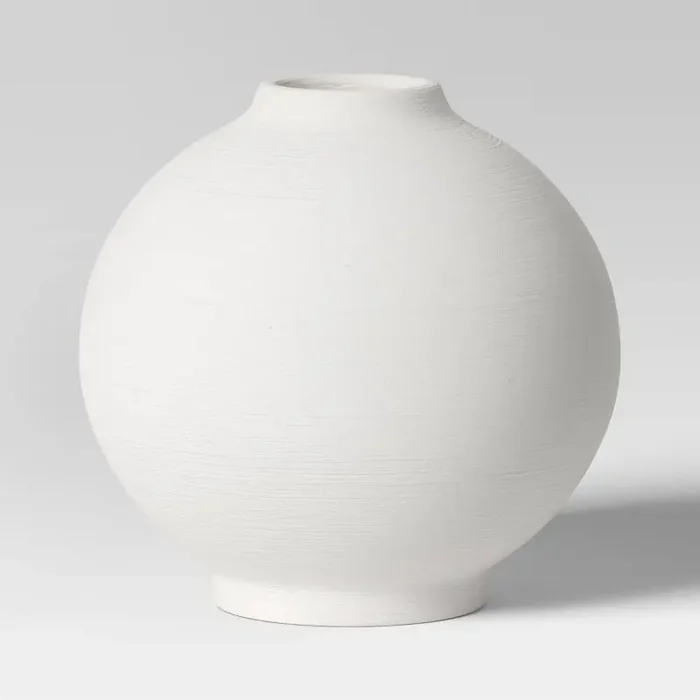 Ceramic Round Textured Vase White – Threshold™ Elegant Bud Vase for Tabletop, Spot Clean, 7.75″ Height