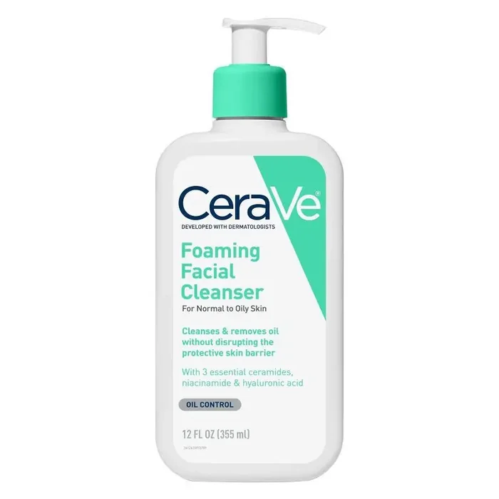 CeraVe Foaming Face Wash with Hyaluronic Acid and Niacinamide for Oily Skin – 12 fl oz