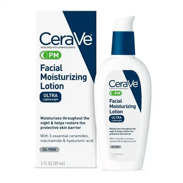 CeraVe PM Moisturizing Lotion, Night Cream for All Skin Types – 3 fl oz