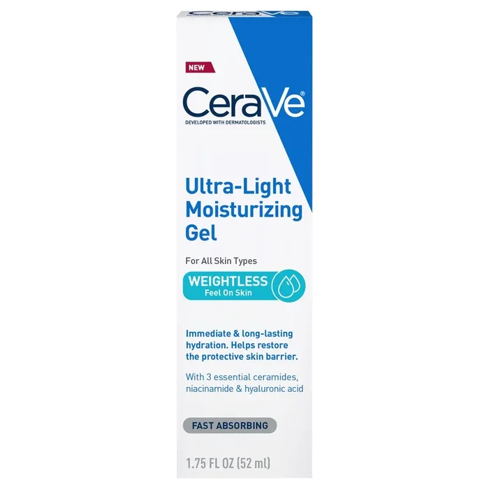 CeraVe Ultra-Light Gel Facial Moisturizing Gel with Ceramides, Niacinamide, Hyaluronic Acid Fragrance Free 1.75 FL Oz – 52ml