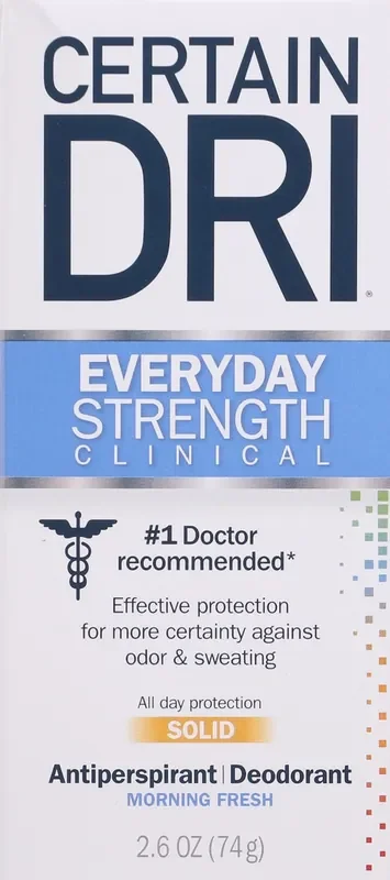 Certain Dri Everyday Strength Clinical, Antiperspirant/Deodorant, Morning Fresh Solid 2.6 oz