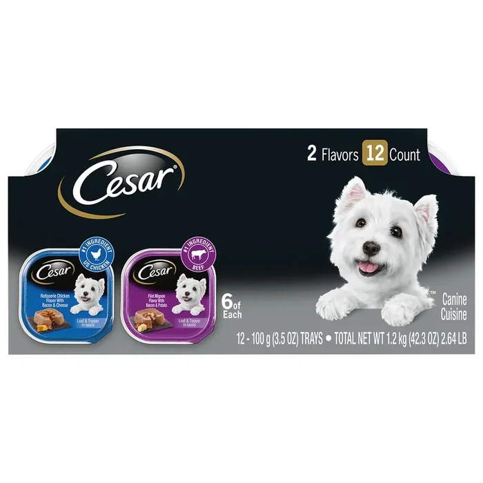 Cesar Chicken And Filet Mignon Loaf Adult Wet Dog Food Variety Pack – 12-3.5 Oz