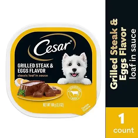 Cesar Classic Loaf In Sauce Grilled Steak And Eggs Flavor Soft Wet Dog Food – 3.5 Oz