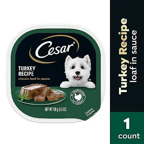 Cesar Classic Loaf In Sauce Turkey Recipe Soft Wet Dog Food – 3.5 Oz