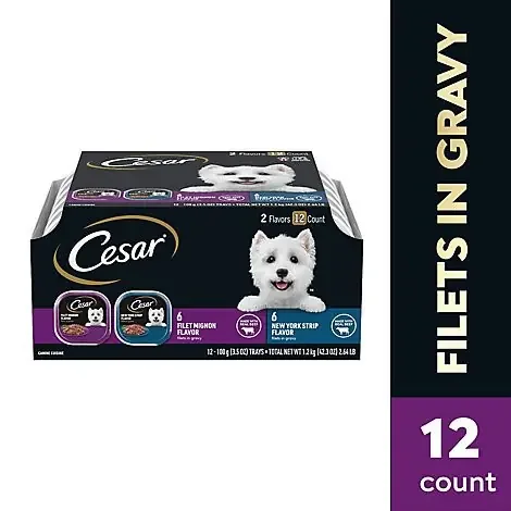 Cesar Filet Mignon And New York Strip Flavors Adult Wet Dog Food Variety Pack – 12-3.5 Oz