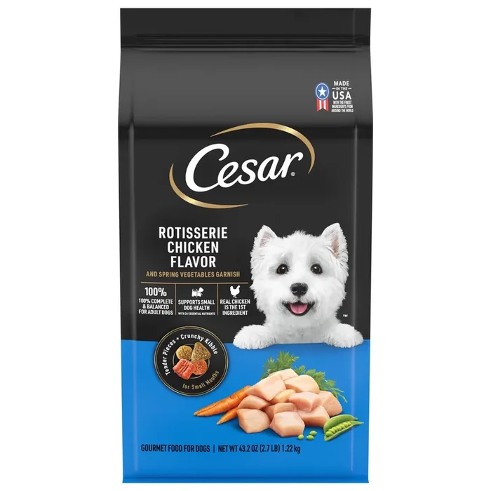 Cesar Gourmet Rotisserie Chicken Flavor and Spring Vegetables Garnish Food for Dogs 43.2 oz