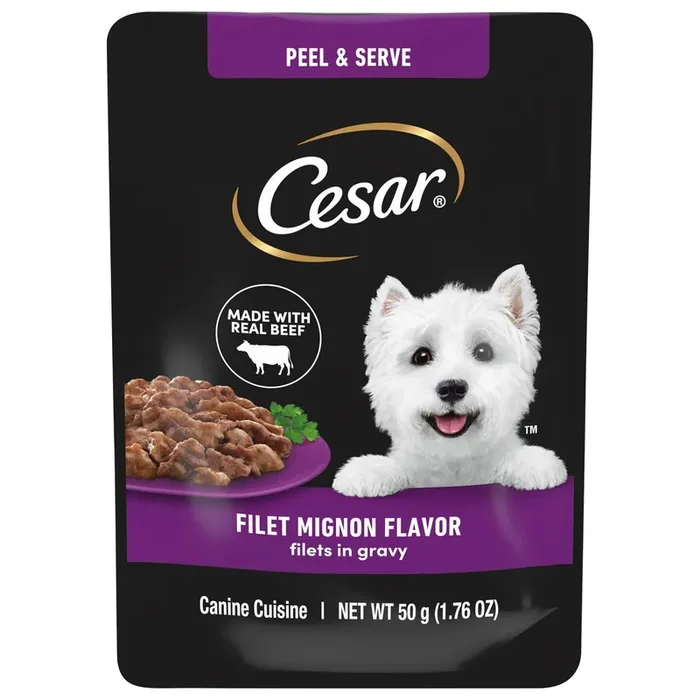 Cesar Pouch Filet Mignon Steak Flavor Wet Dog Food – 1.76oz