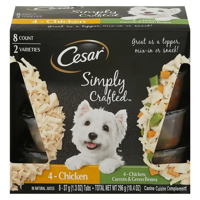 Cesar Simply Crafted 2 Varieties In Natural Juice Canine Cuisine Complement 8 – 1.3 oz Tubs