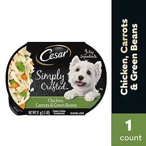 Cesar Simply Crafted Chicken Carrots & Green Beans Adult Wet Dog Food Meal Topper – 1.3 Oz