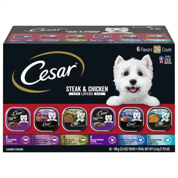 Cesar Steak & Chicken Lover‘s Adult Wet Dog Food, Variety
