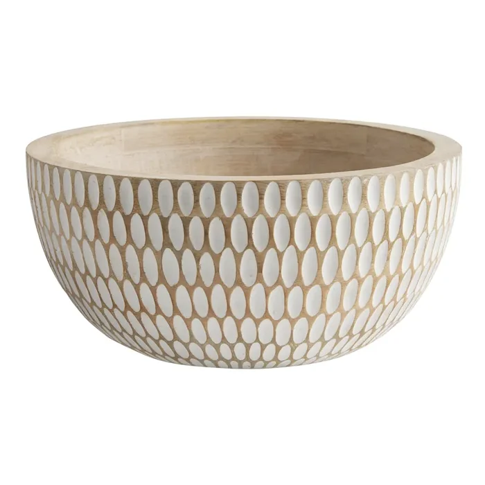 Chadi Large Whitewash Mango Wood Serving Bowl
