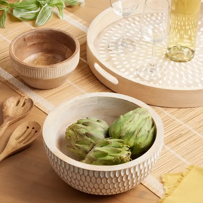 Chadi Whitewash Mango Wood Serveware Collection