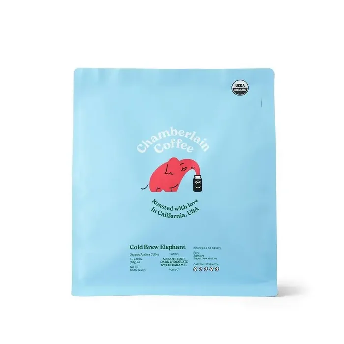 Chamberlain Coffee Cold Brew Elephant Organic Medium Roast Coffee – 10.5oz