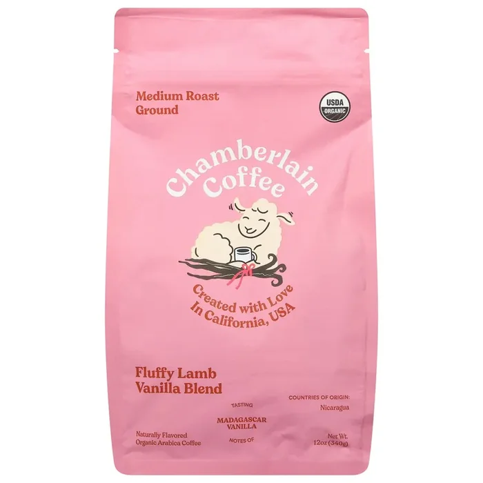 Chamberlain Coffee Medium Roast Ground Fluffy Lamb Vanilla Blend Coffee – 12 oz