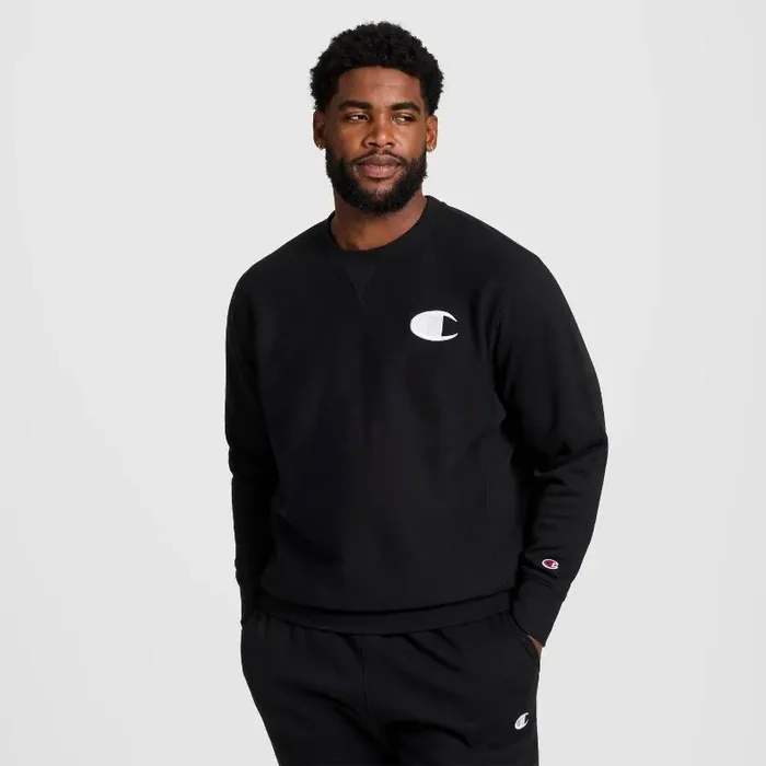 Champion Adult Sizing Iconic Embroidered Crewneck Sweatshirt – Black XXL