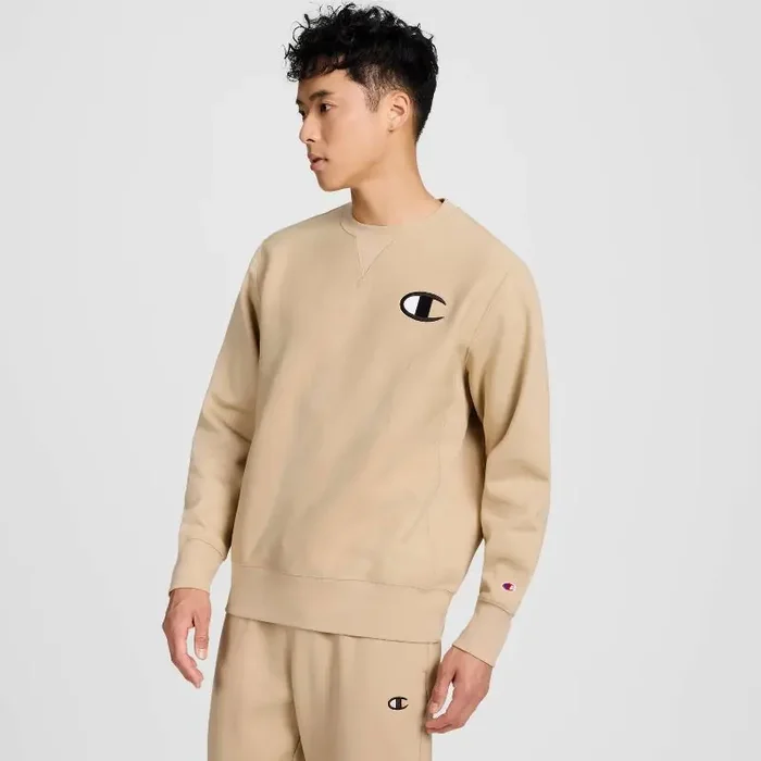 Champion Adult Sizing Iconic Embroidered Crewneck Sweatshirt – Irish Cream L