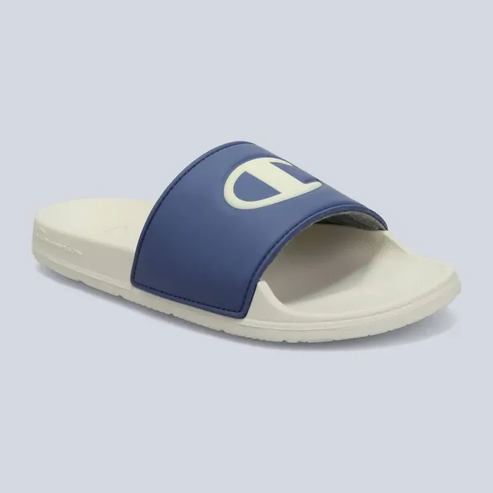 Champion Men‘s IPO Squish Slide Sandals – Blue/Off White 9