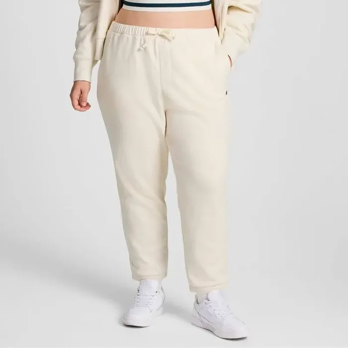 Champion Women‘s High-Rise Cropped French Terry Sweatpants – Cream XL