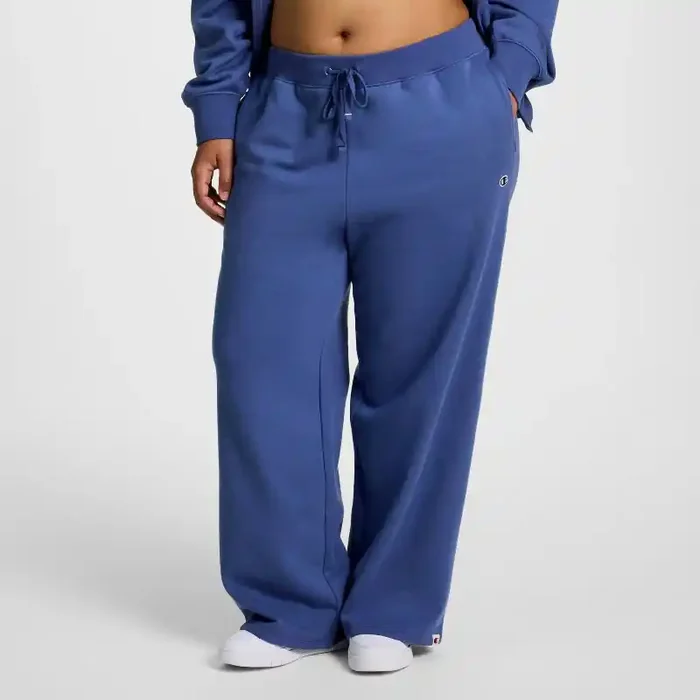 Champion Women‘s High-Rise Fleece Wide Leg Sweatpants – Blue S