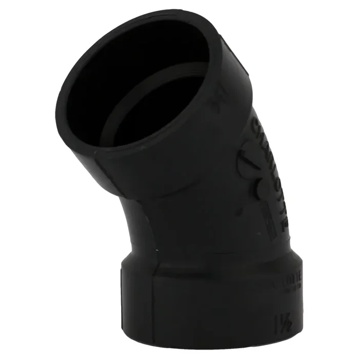 Charlotte Pipe 4-in x 4-in x 45-Degree ABS Elbow Fitting in Black for Non-Potable Water – NSF Safety Listed