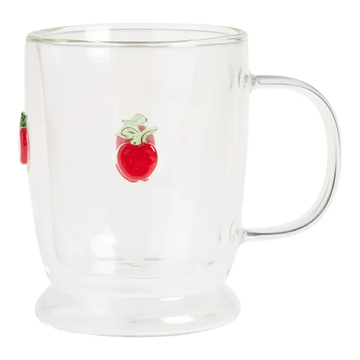 Charm Fall Produce Inlay Double Wall Glass Mug