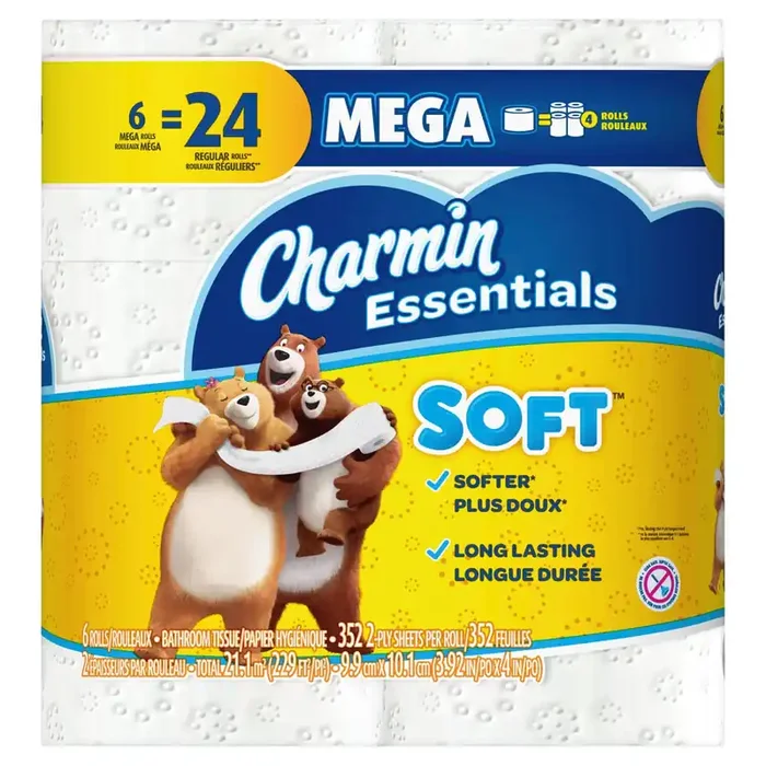 Charmin Essentials Soft Toilet Paper – 6 Mega Rolls