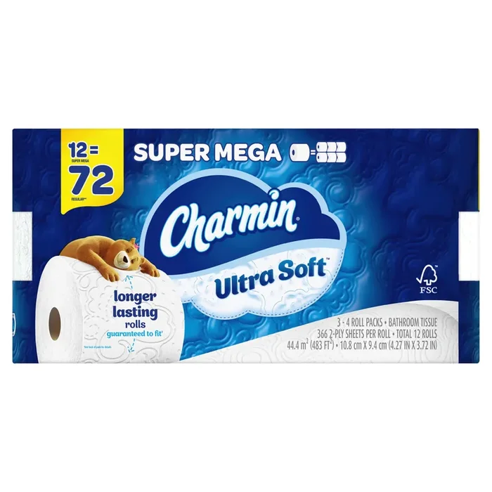 Charmin Ultra Soft Super Mega 12 -Pack 2-ply Toilet Paper