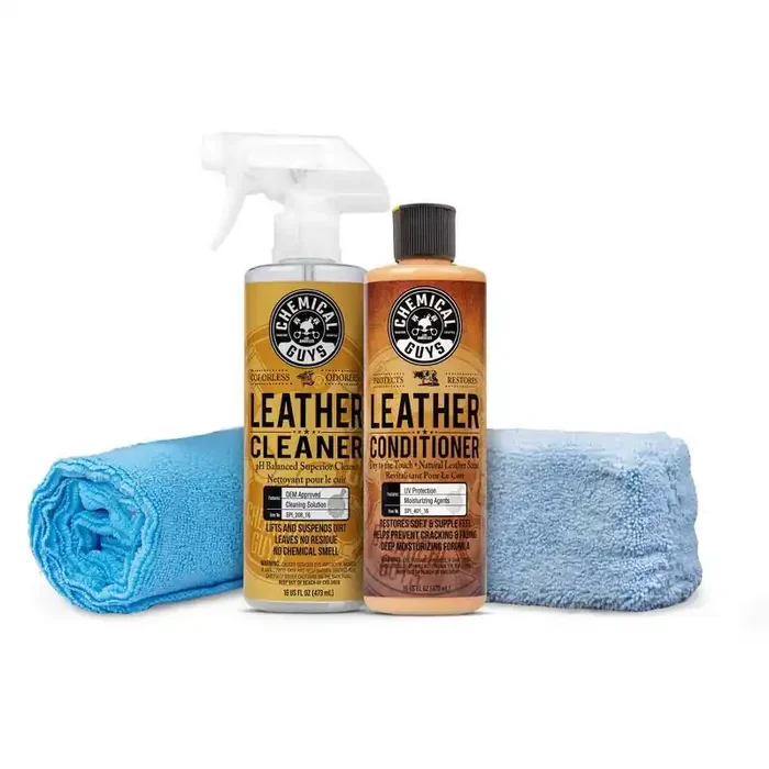 Chemical Guys Kit (4 Piece) Leather Kit Automotive Leather Cleaner & Conditioner, Unscented, Liquid, 12 oz