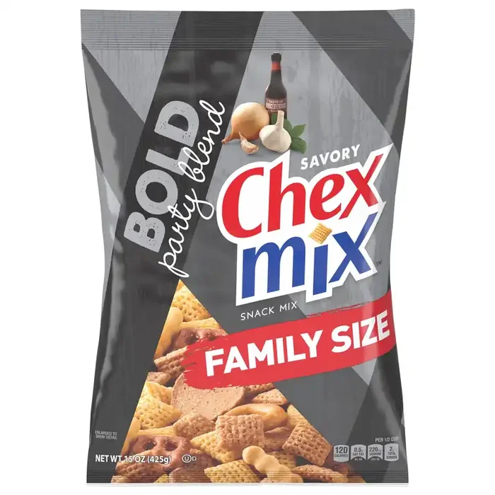 Chex Mix Snack Mix, Bold Party Blend, Savory Snack Bag, Family Size- 15 oz