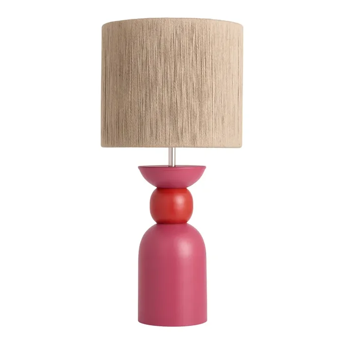 Chili Pepper Two Tone Red Metal and Jute Rope Geo Table Lamp