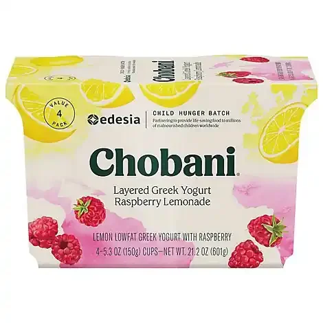 Chobani Greek Yogurt Raspberry Lemonade Low-fat – 4-5.3 Oz.