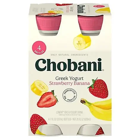 Chobani Lowfat Greek Yogurt Drink Strawberry Banana 4-7 Fz, 28 Fz, 4 Ct – 4-7 FZ