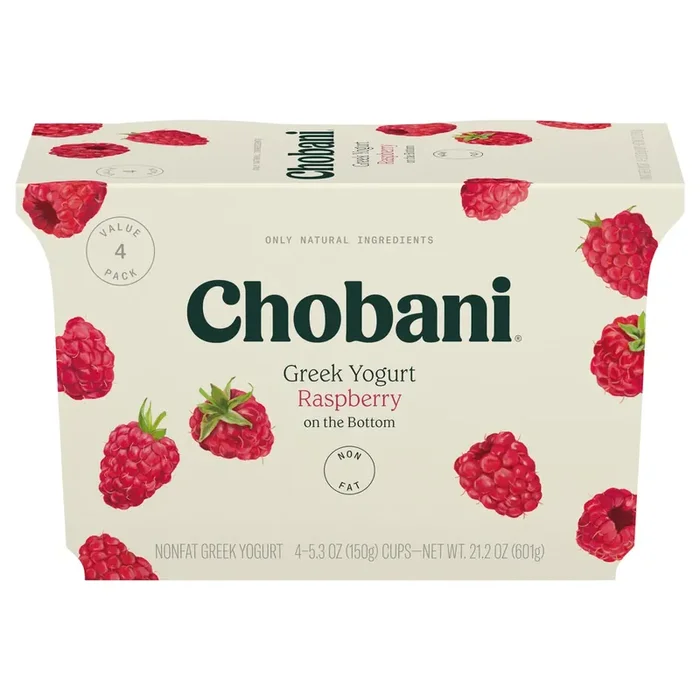 Chobani Nonfat Greek Raspberry on the Bottom Yogurt Value Pack 4 – 5.3 oz Cups