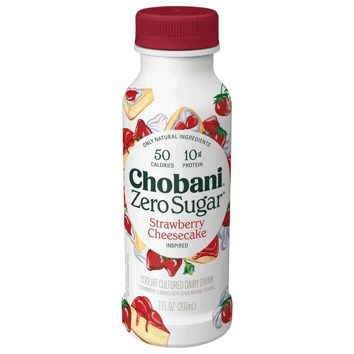 Chobani Yogurt-Cultured, Zero Sugar, Strawberry Cheescake – 7 fl oz