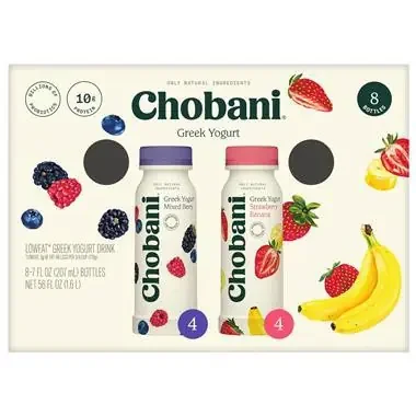 Chobani Yogurt Drink, Greek, Lowfat, Mixed Berry/Strawberry Banana
