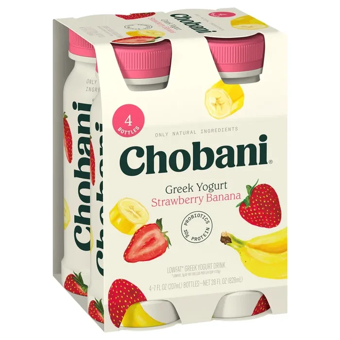 Chobani Yogurt Drink, Greek, Lowfat, Strawberry Banana