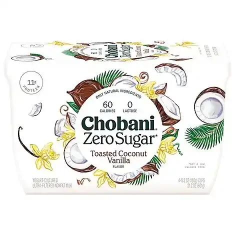 ChobaniZero Sugar Toasted Coconut Vanilla Yogurt – 4 ct