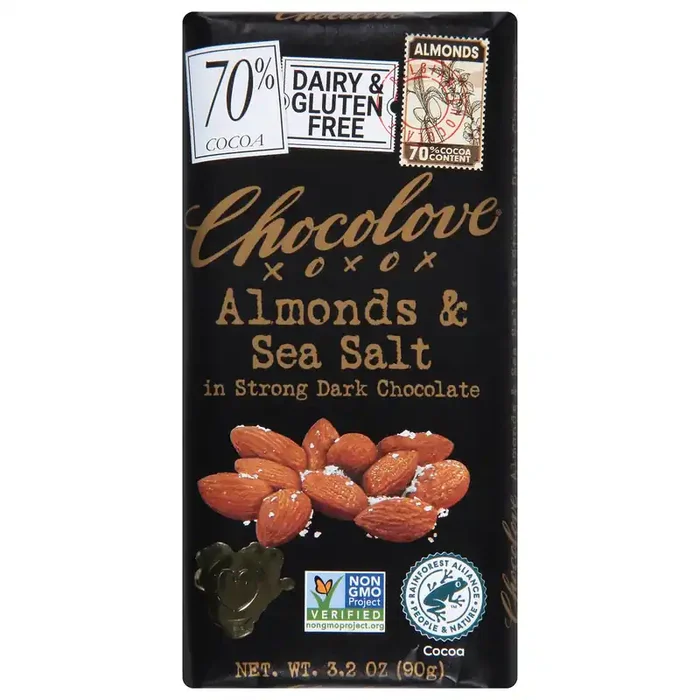 Chocolove Almonds & Sea Salt In Strong Dark Chocolate Bar
