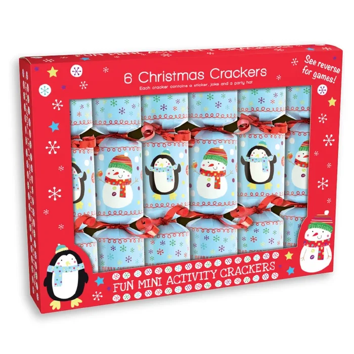 Christmas Crackers Cute Penguin & Snowman 6 Pack