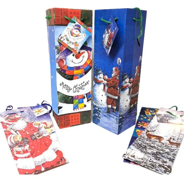 Christmas Wine Bottle Gift Bags – Case of 8
