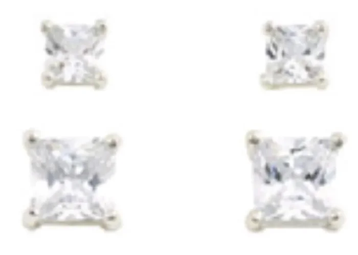 City By City Cbc Cz Ear Duo Square Stud 111610 Slv