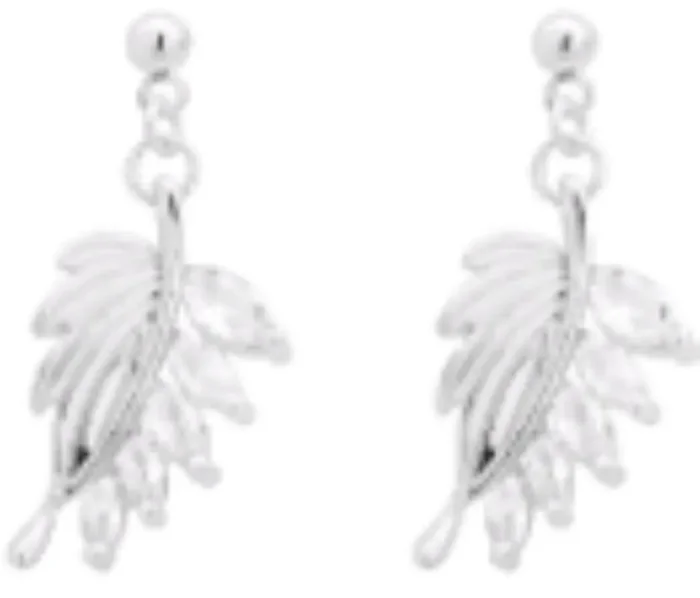 City By City Cbc Ear Cz Pve Leaf Drops 111597 Slv