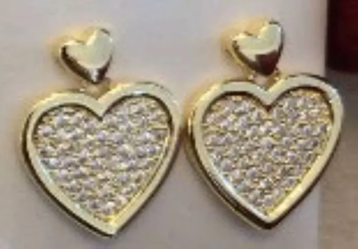 City By City Cbc Ear Rnd Cz Pve Heart Drops113864 Gld