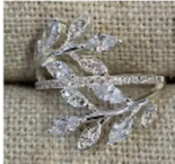 City By City Cbc Rng Cz Leaf Wrp Bnd 111433-08 Slv 8