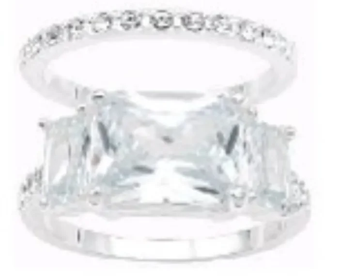 City By City Cbc Rng Cz Sq Pve Bnd Set 113851-09 Slv