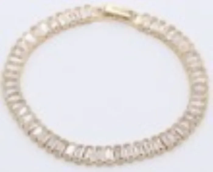 City by City Cubic Zirconia Gold Plated Baguette Stone Tennis Bracelet
