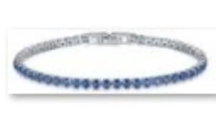 City by City Cubic Zirconia Silver Plated Round Sapphire Stone Tennis Bracelet