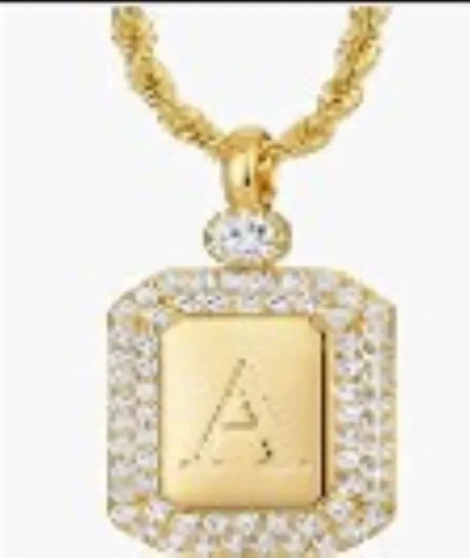 City by City Gold Plated Pave Engraved Intitial J Pendant Made With Cubic Zirconia