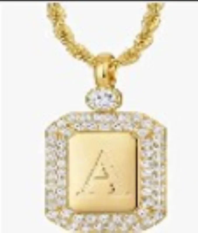 City by City Gold Plated Pave Engraved Intitial S Pendant Made With Cubic Zirconia